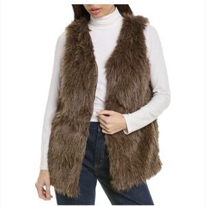 Sunny  Leigh Flurry of Fun Faux Fur Vest in Brown Size S‎